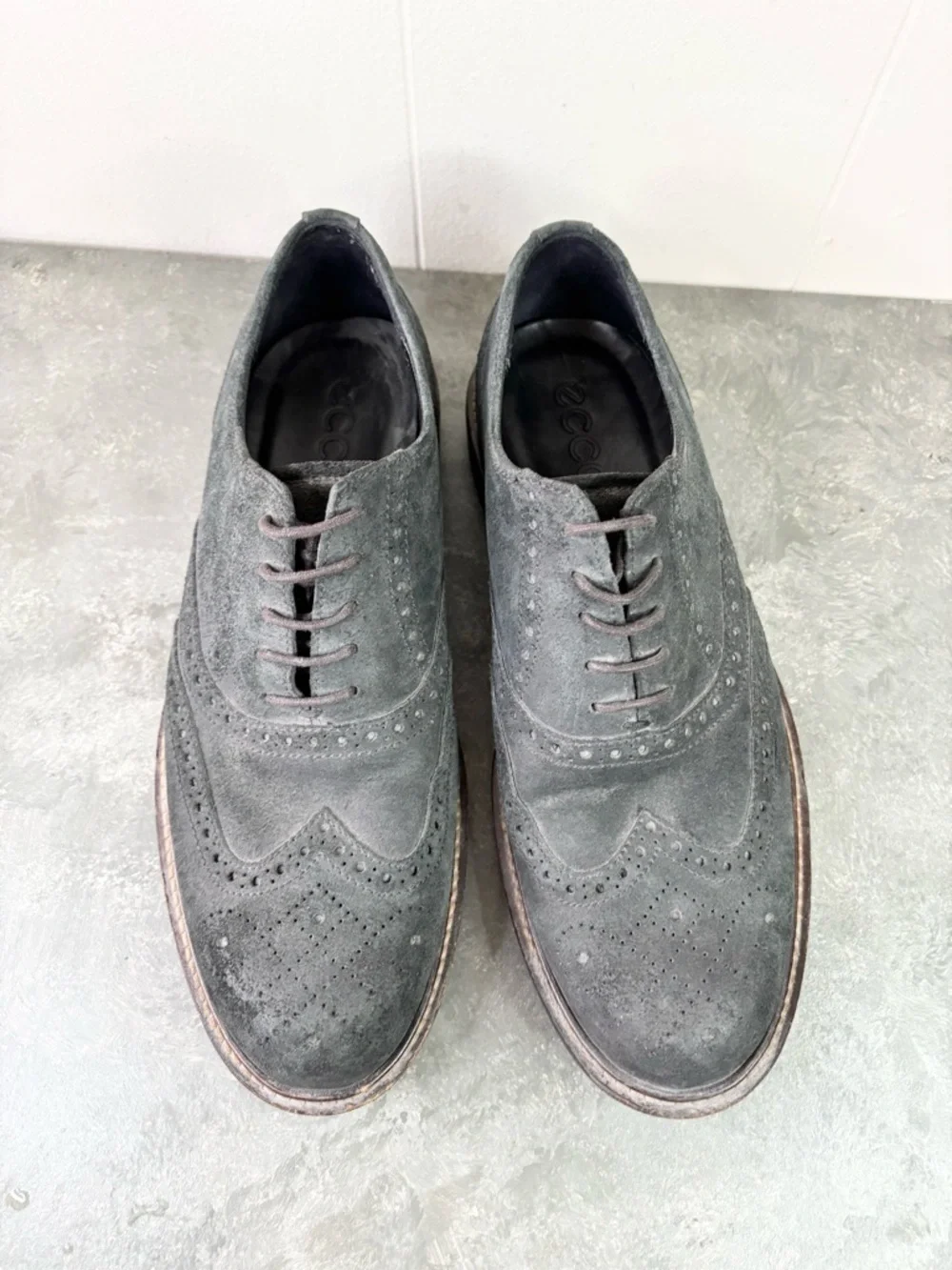 ECCO Mens Kenton Wing Tip Oxford charcoal grey black size 9 men’s